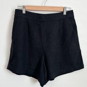 Abercrombie & Fitch pull on linen blend black shorts